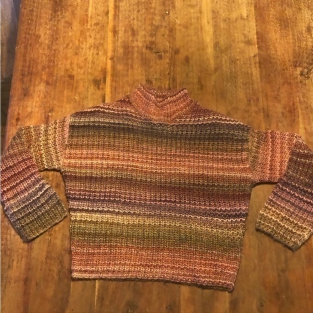 Ruby Moon Sweater Ribbed Knit Striped Cowl Neck